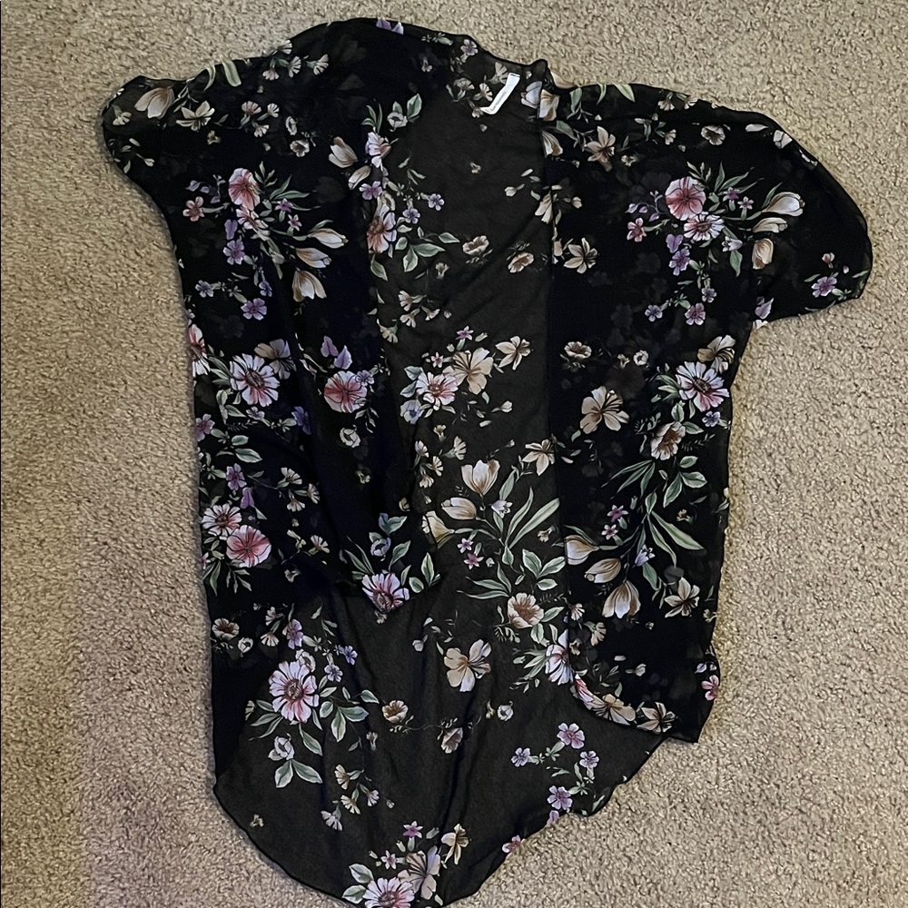 Floral Black Sheer Women's Swim Coverup